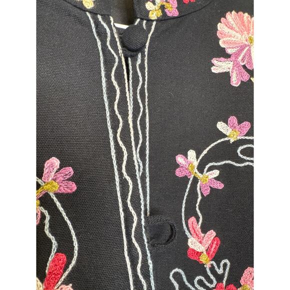 Unbranded Fully Embroidered Floral Asian Inspired Jacket 100% Cotton Sz Large - Picture 3 of 5